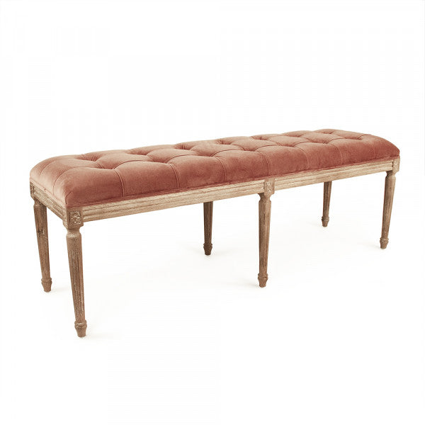 Zentique Louis Tufted Bench Rose Velvet