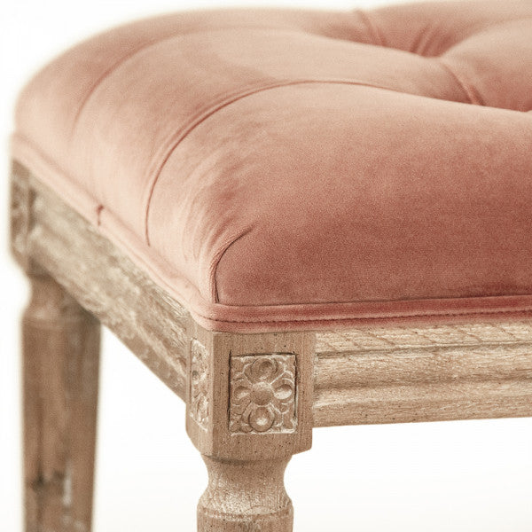 Zentique Louis Tufted Bench Rose Velvet