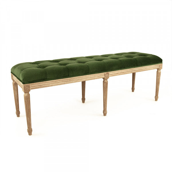 Zentique Louis Tufted Bench Green Velvet