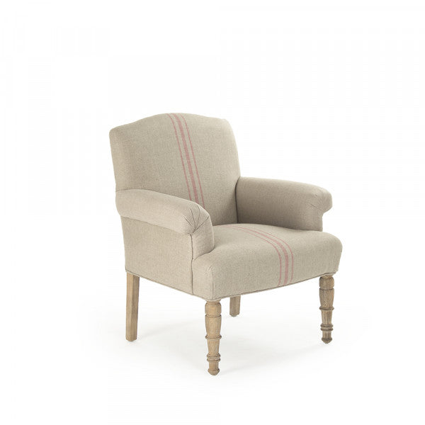 Zentique Rana Club Chair Khaki Linen With Red Stripe