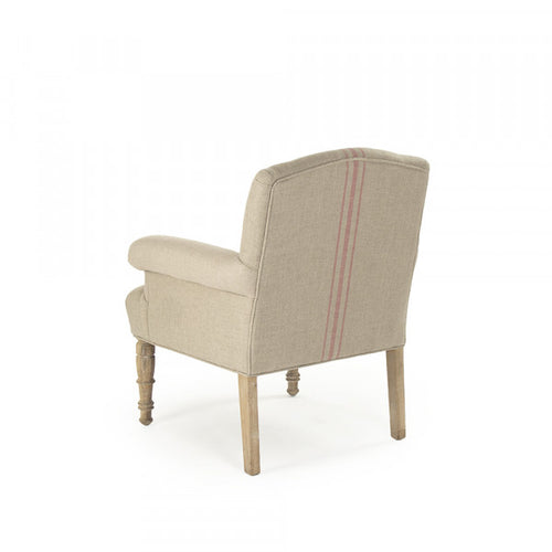 Zentique Rana Club Chair Khaki Linen With Red Stripe