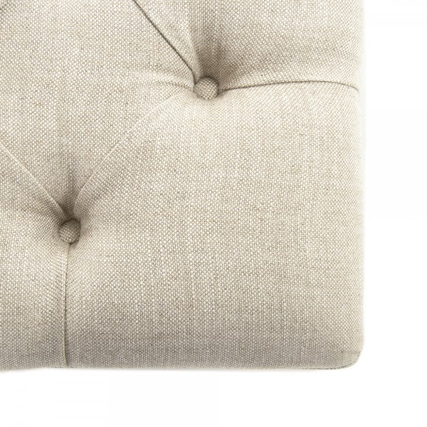 Zentique Rectangular Tufted Ottoman Natural Cream Linen