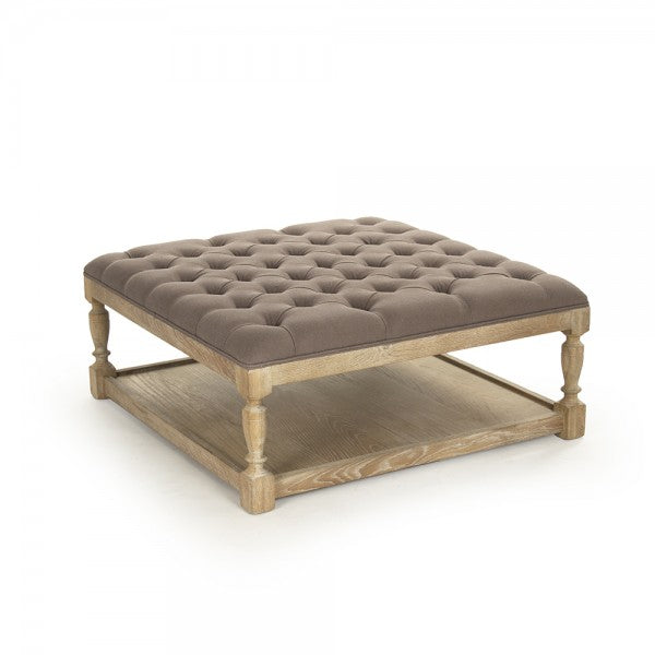 Zentique Square Tufted Ottoman Aubergine Linen