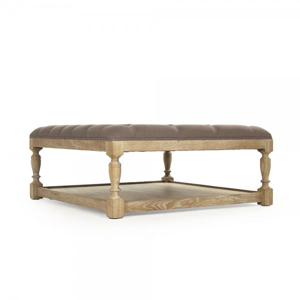 Zentique Square Tufted Ottoman Aubergine Linen