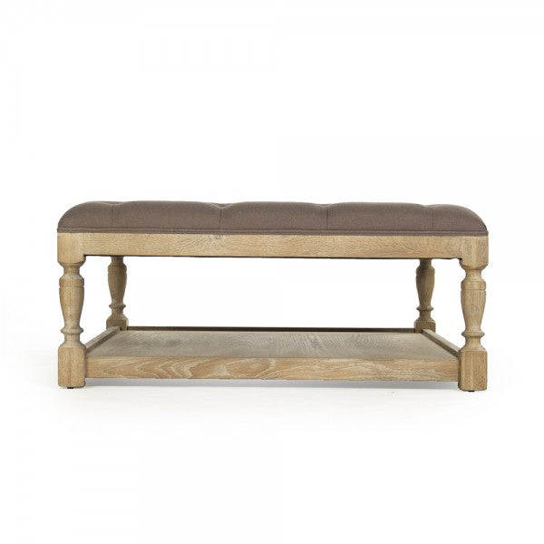 Zentique Square Tufted Ottoman Aubergine Linen