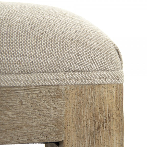 Zentique Rectangular Tufted Ottoman Natural Cream Linen