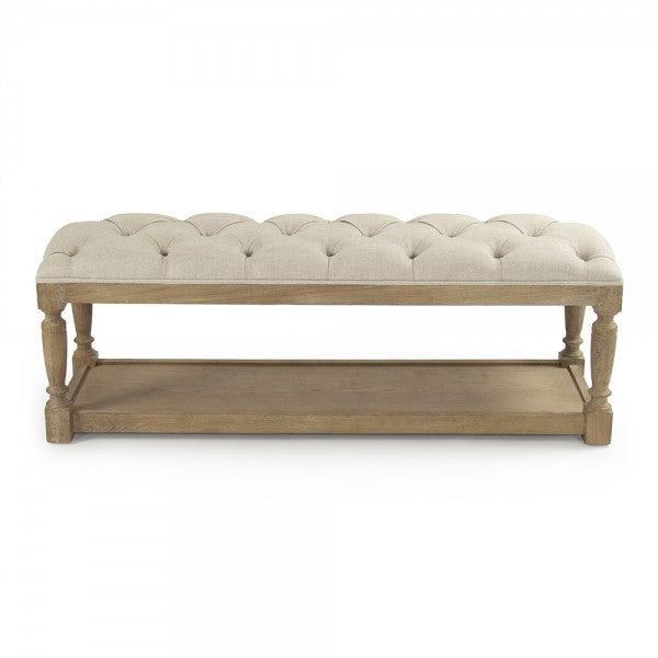 Zentique Rectangular Tufted Bench Cream Natural Linen