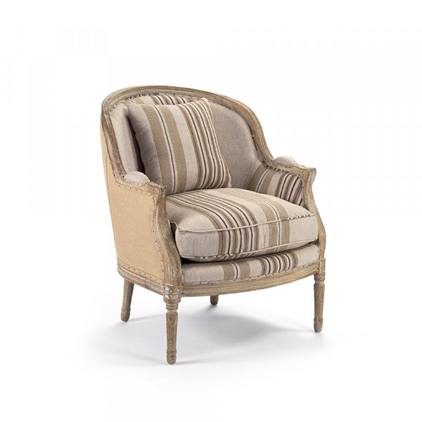 Zentique Roland Club Chair W/ Stripes Striped Linen