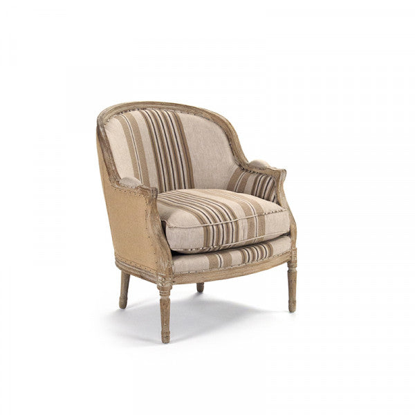 Zentique Roland Club Chair W/ Stripes Striped Linen