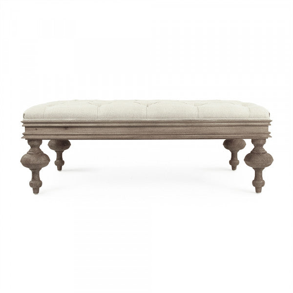 Zentique Lara Tufted Ottoman Natural Linen