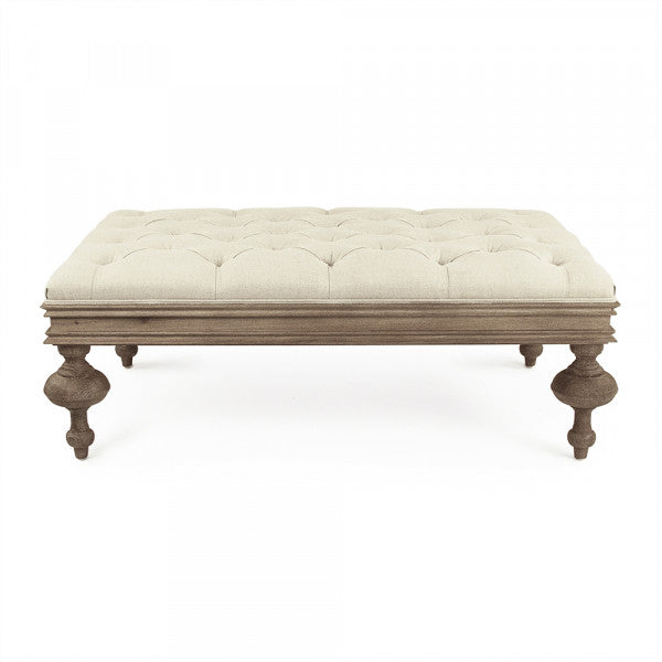 Zentique Lara Tufted Ottoman Natural Linen