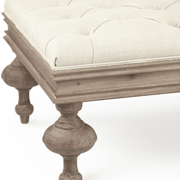 Zentique Lara Tufted Ottoman Natural Linen