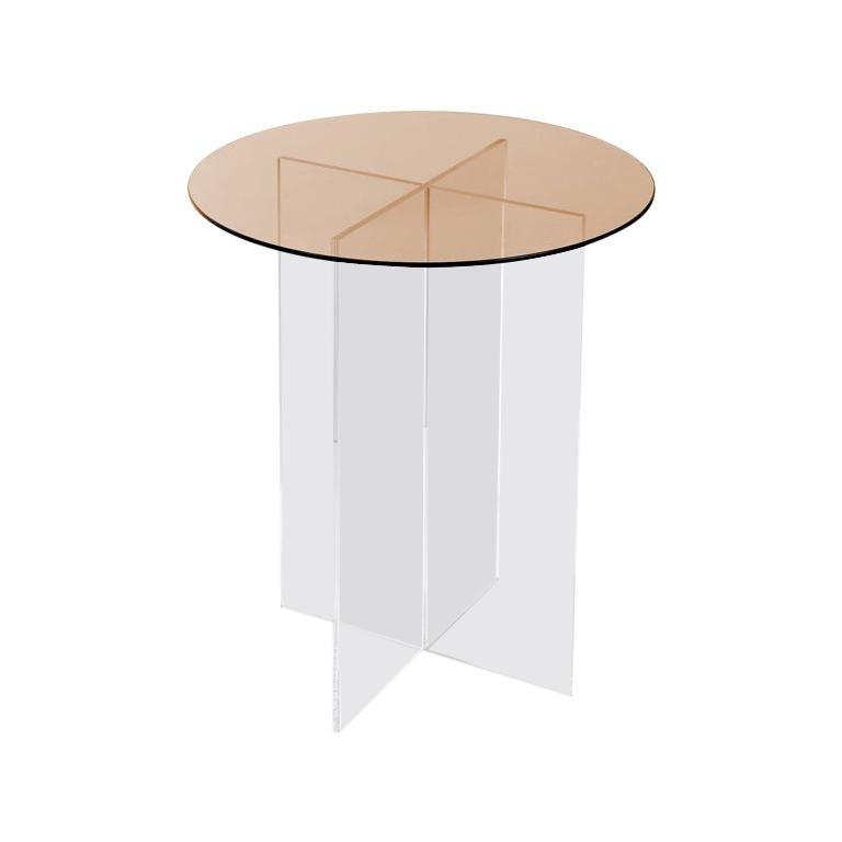 Section Side Table, Rose Glass & Acrylic