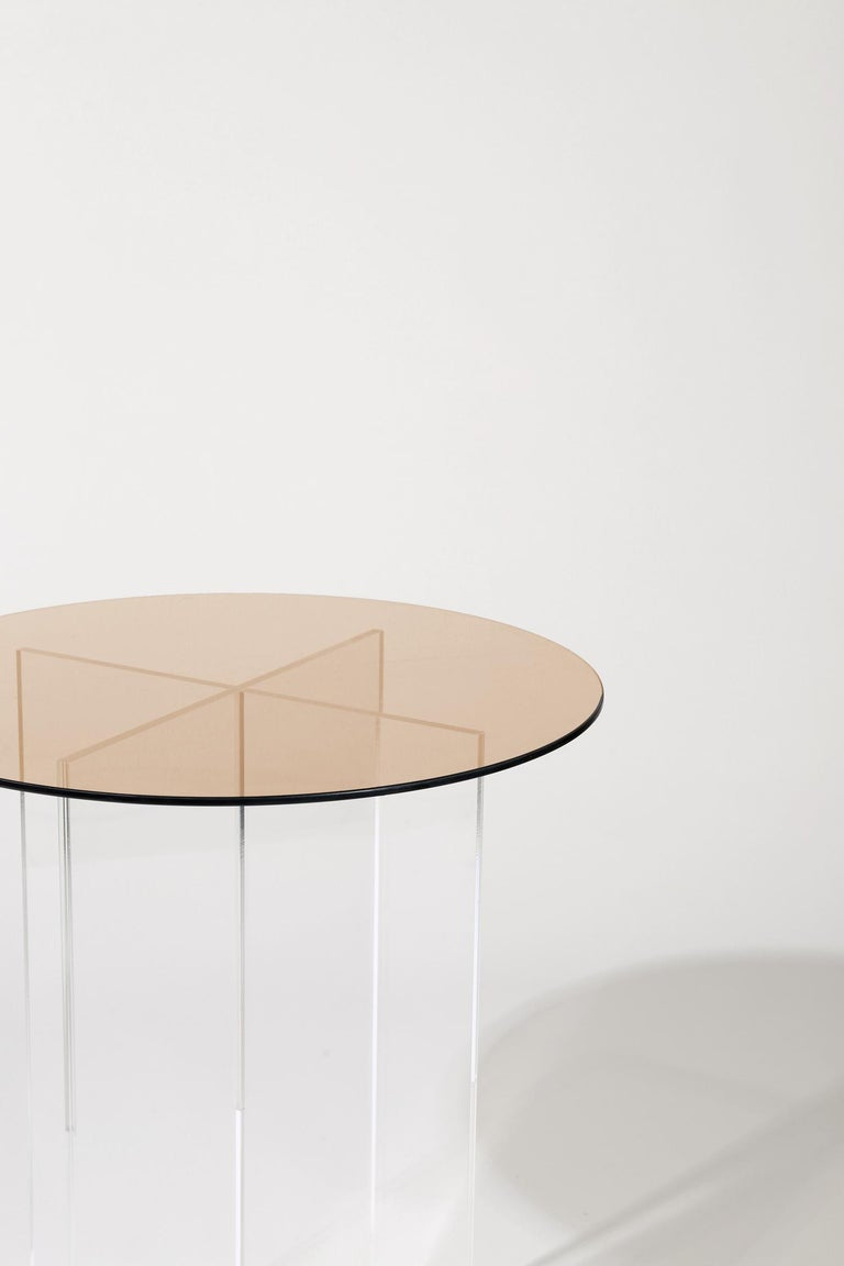 Section Side Table, Rose Glass & Acrylic