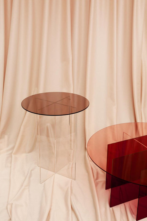 Section Side Table, Rose Glass & Acrylic
