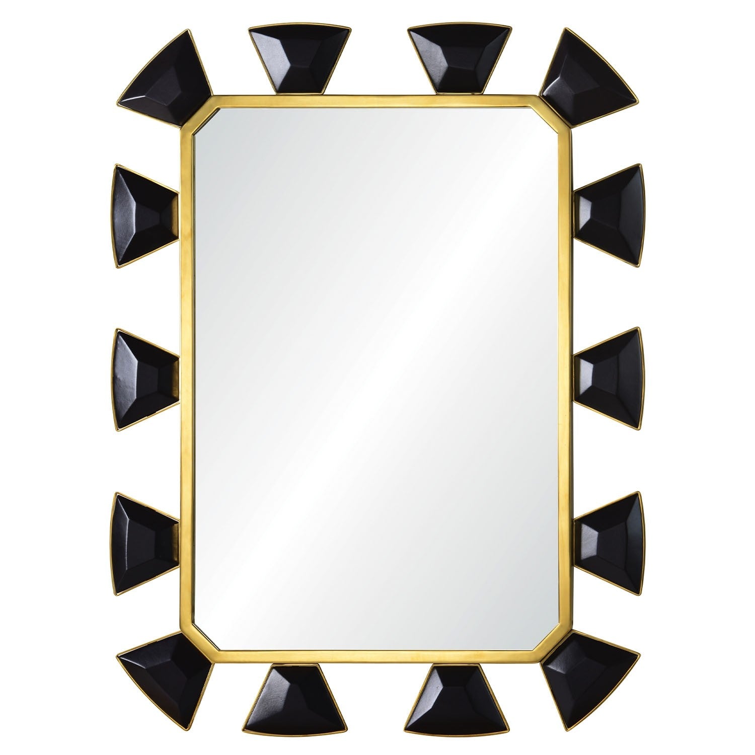 Celerie Kemble Black Leather & Burnished Brass Mirror