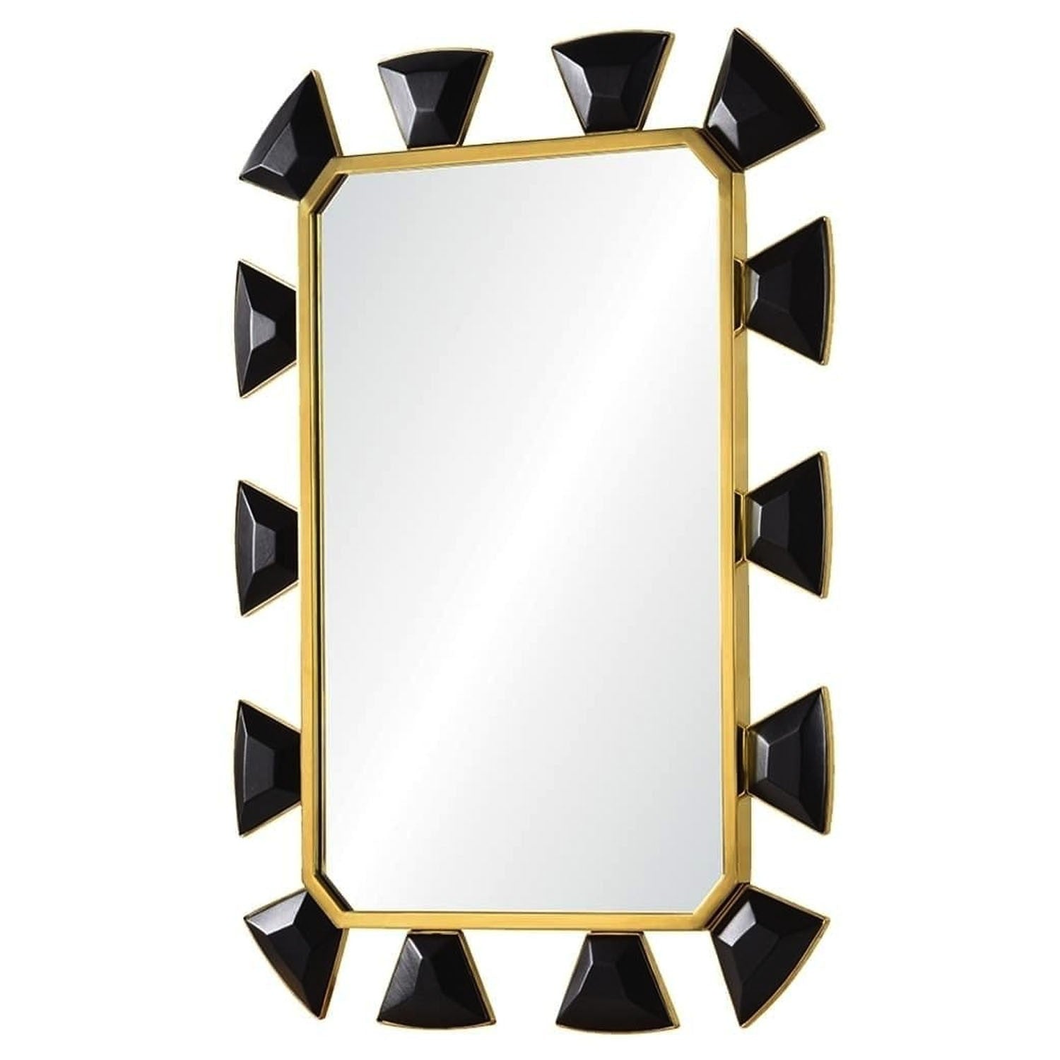 Celerie Kemble Black Leather & Burnished Brass Mirror