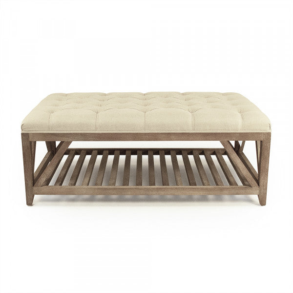 Zentique Mathis Tufted Ottoman Natural Linen