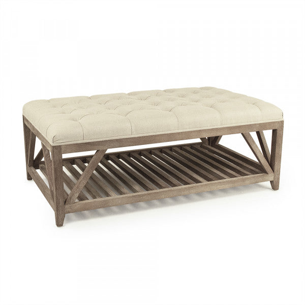 Zentique Mathis Tufted Ottoman Natural Linen