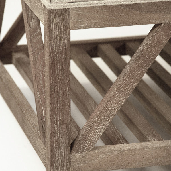 Zentique Mathis Tufted Ottoman Natural Linen