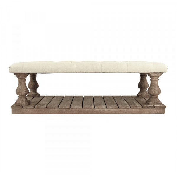 Zentique Bellamy Tufted Ottoman Natural Linen