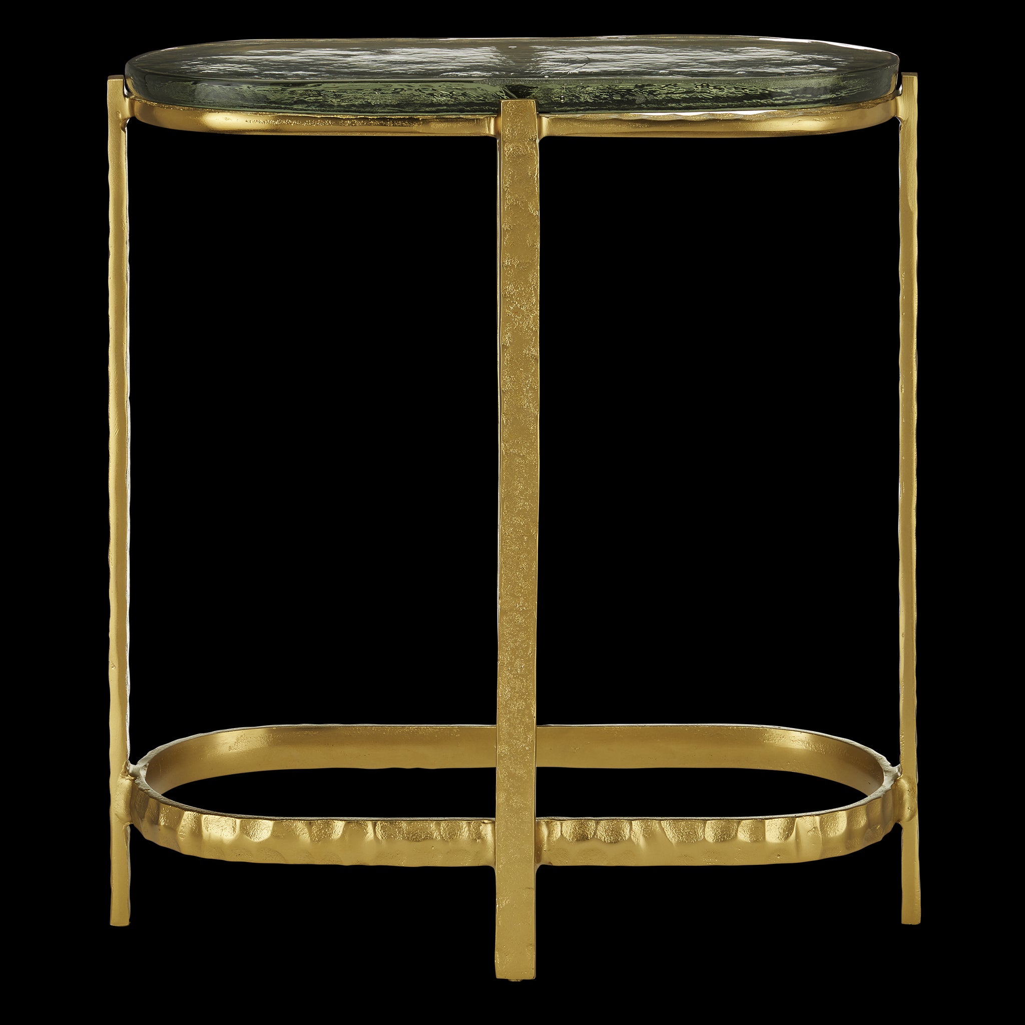 Currey & Company 21" Acea Gold Side Table With Cast Glass
