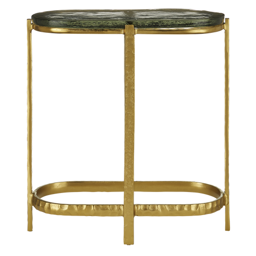 Currey & Company 21" Acea Gold Side Table With Cast Glass