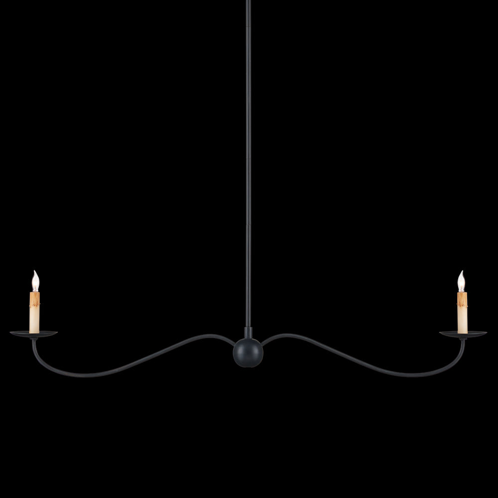 Currey & Company Saxon 43.25" Black 2 Light Linear Chandelier