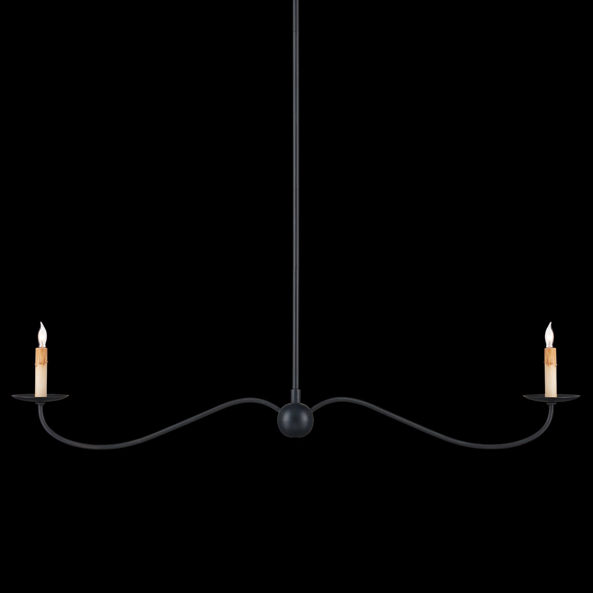 Currey & Company Saxon 43.25" Black 2 Light Linear Chandelier