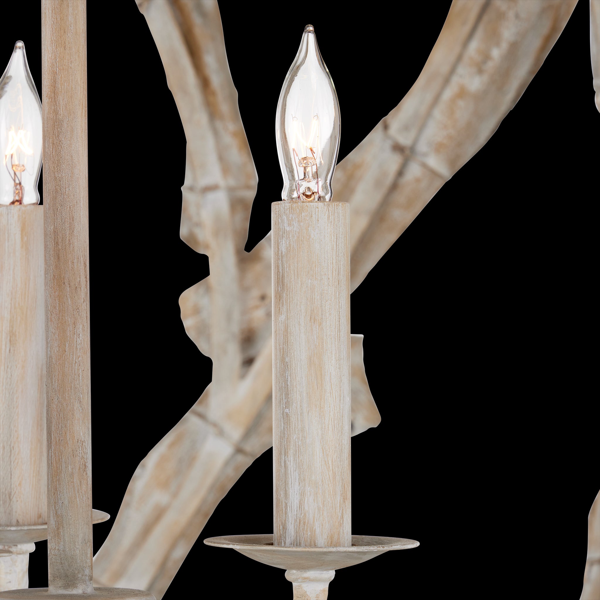 Currey & Company Driftwood 29" Whitewash 3 Light Orb Chandelier