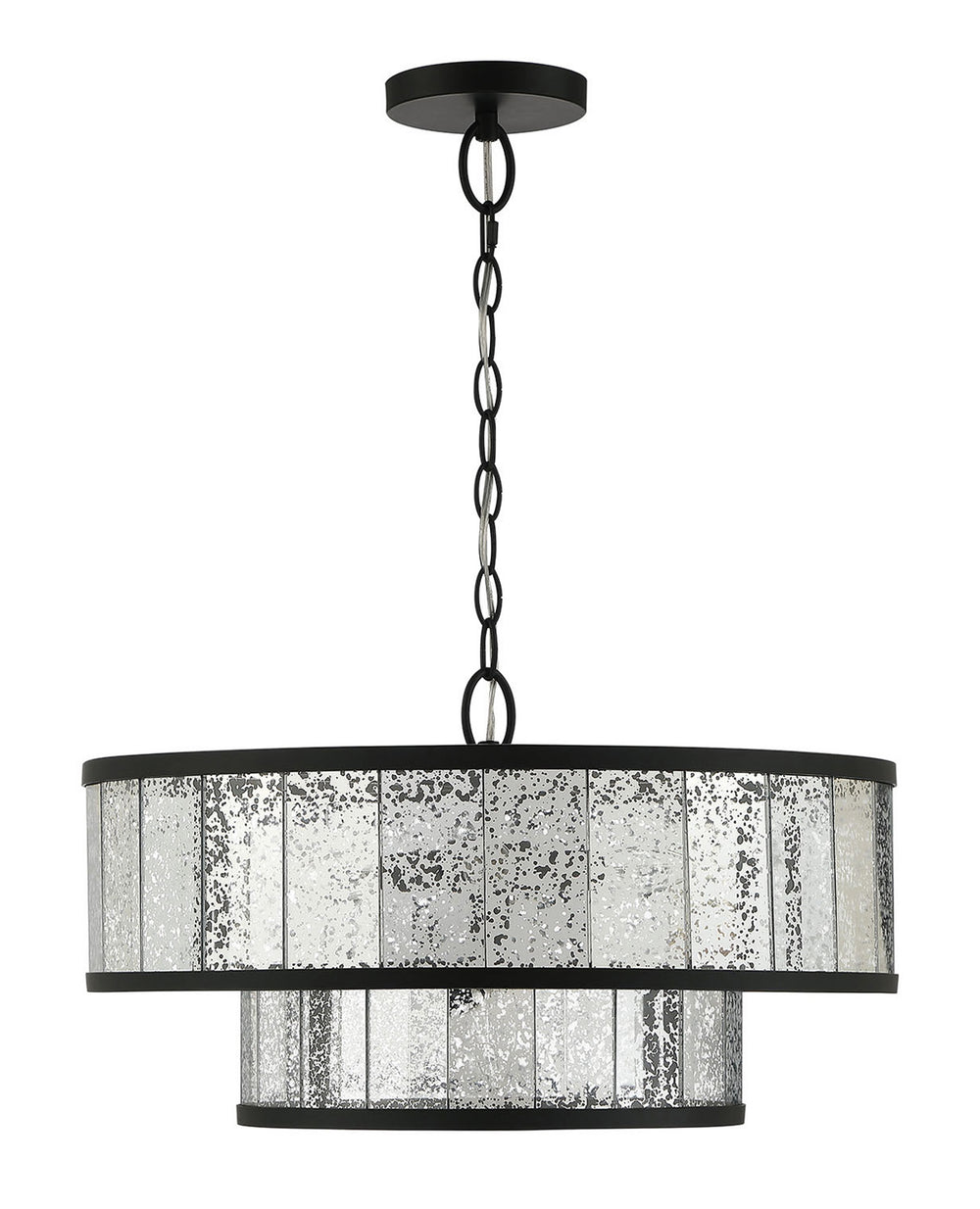 Lumanity Chelsea 4 Light Mirrored Two Tier Drum Chandelier