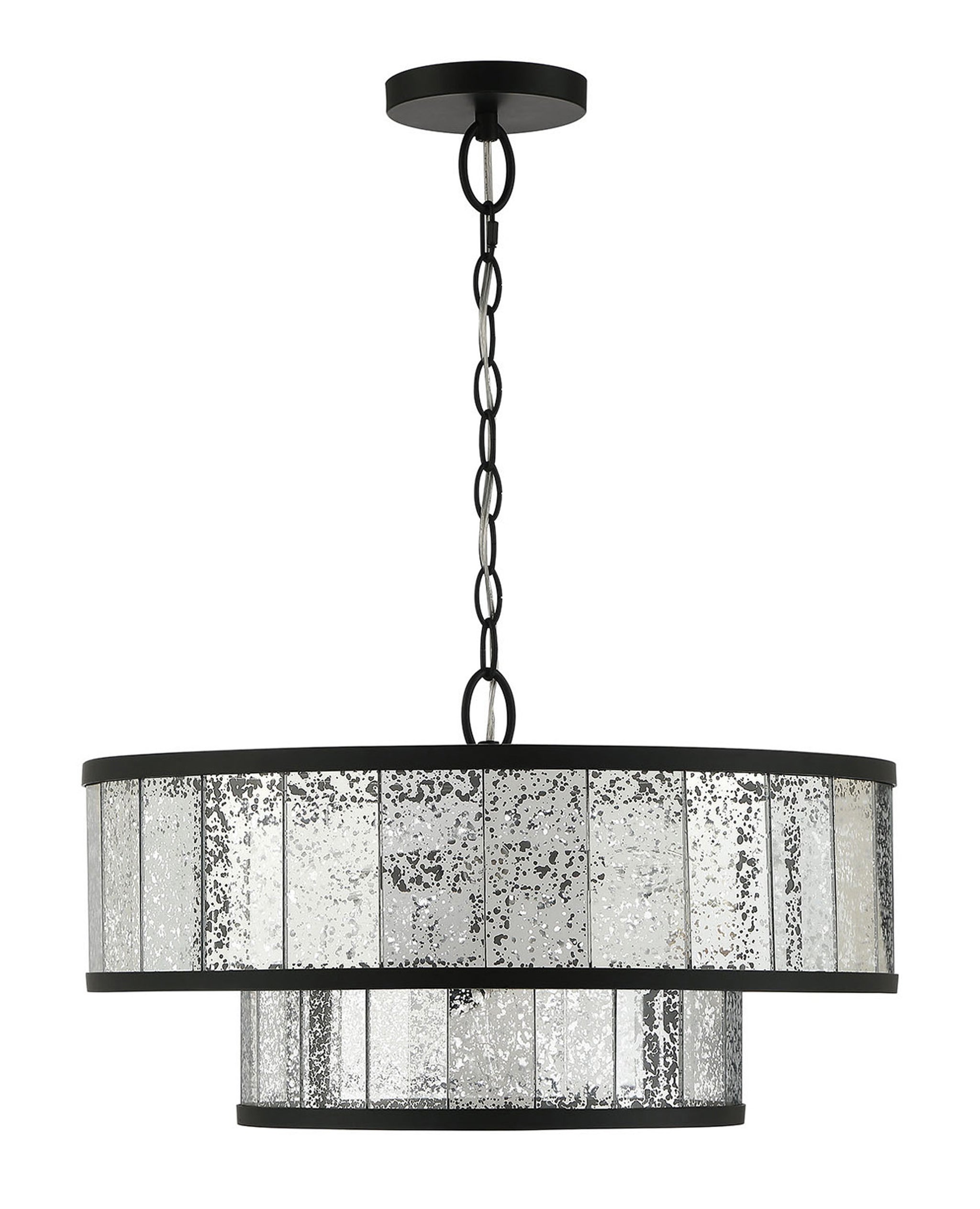 Lumanity Chelsea 4 Light Mirrored Two Tier Drum Chandelier