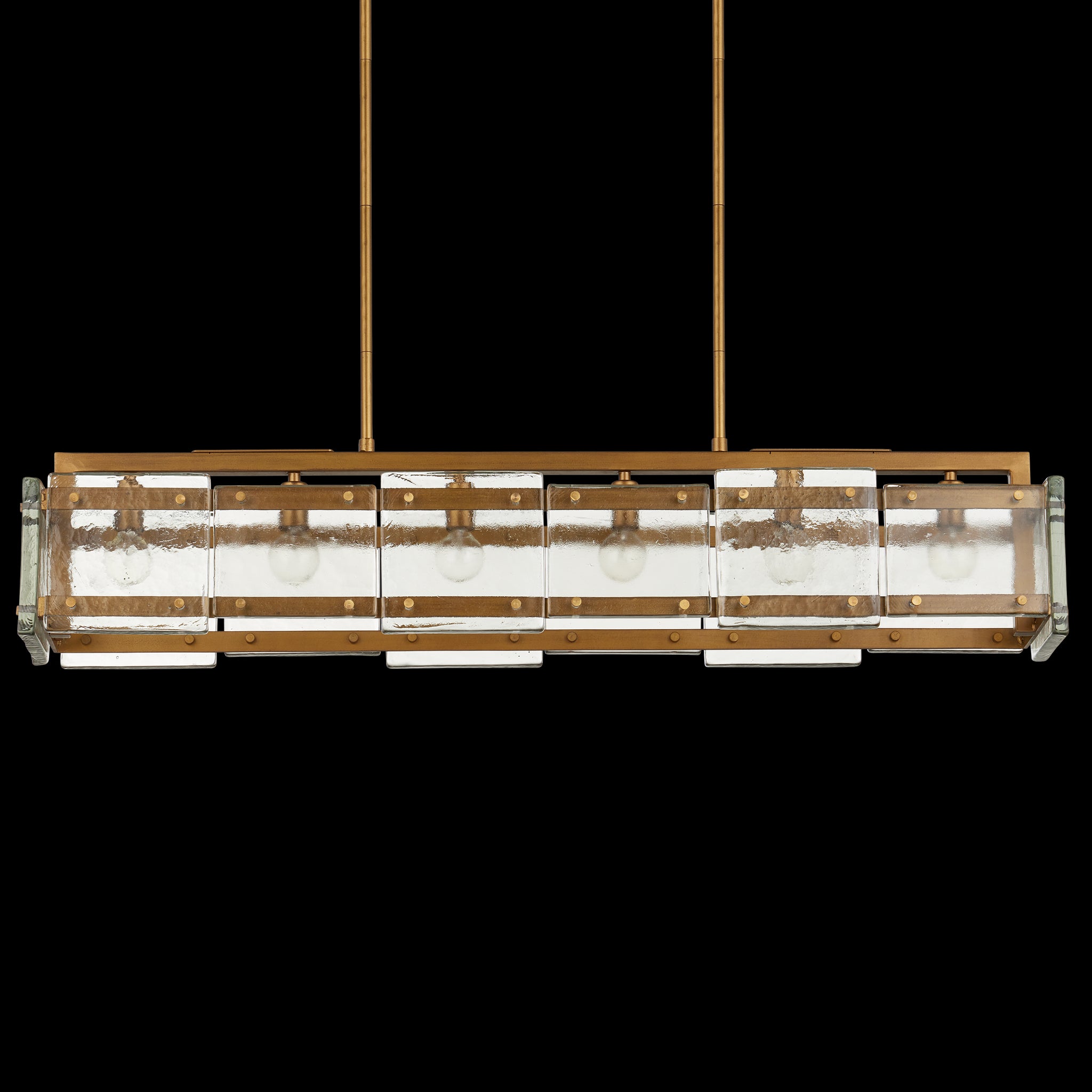 Currey & Company Countervail 39.5" Cast Glass 6 Light Rectangular Chandelier