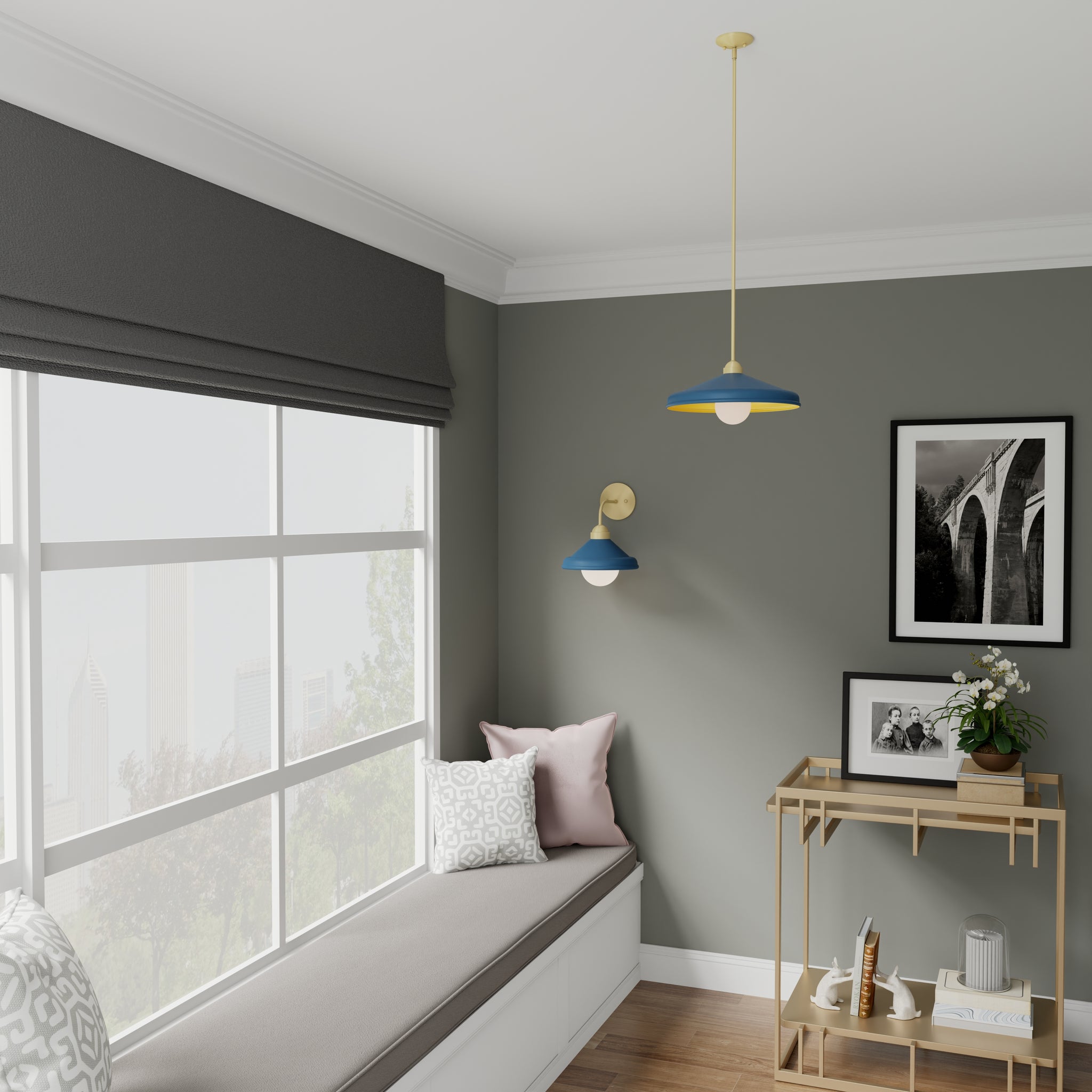 Lumanity Brooks Matte Navy 18" Adjustable Barn Light Pendant