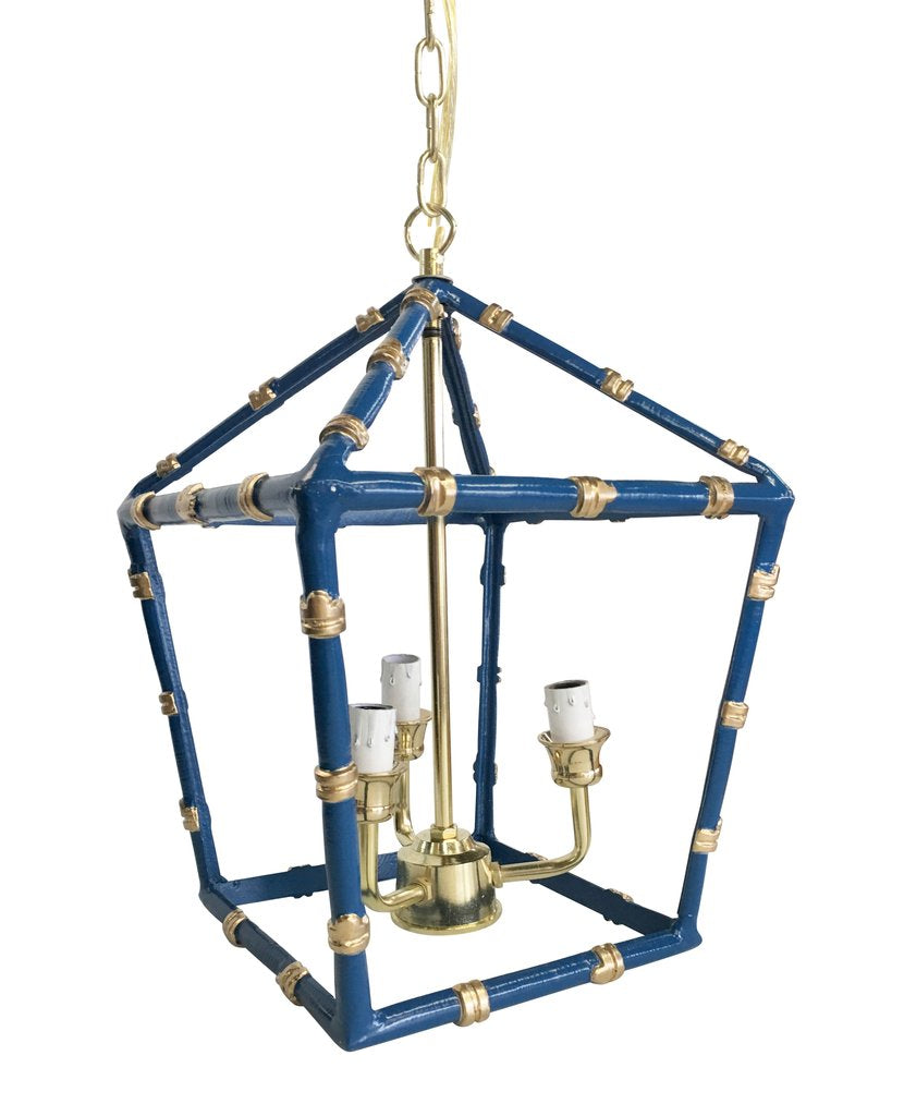Dana Gibson Bamboo Chandelier in Navy Blue