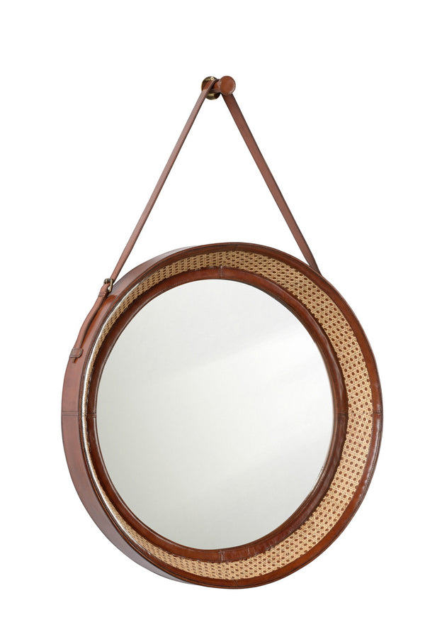 Chelsea House Round Leather Mirror