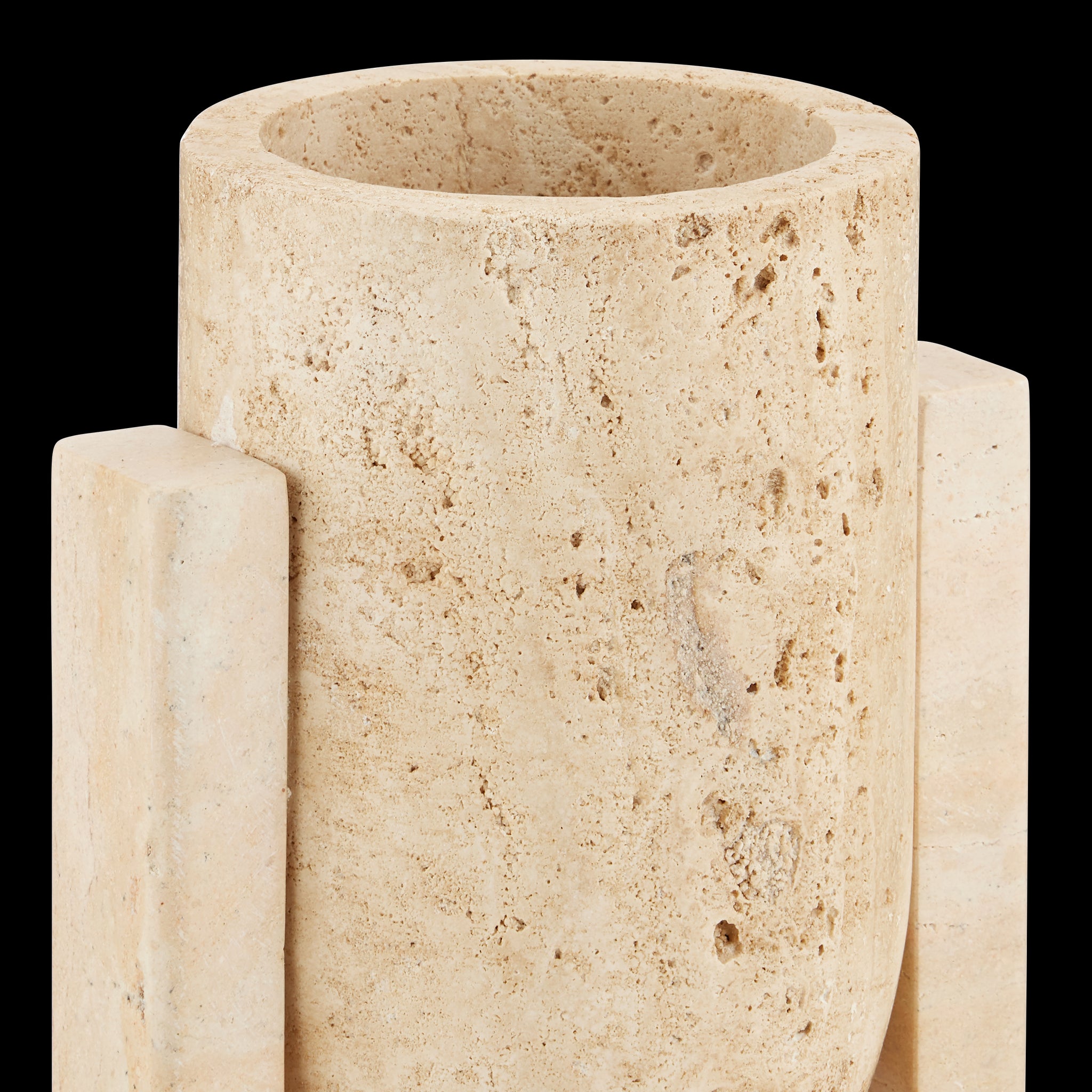 Currey & Company Travertine Stone Vase Face To Face Set Of 2