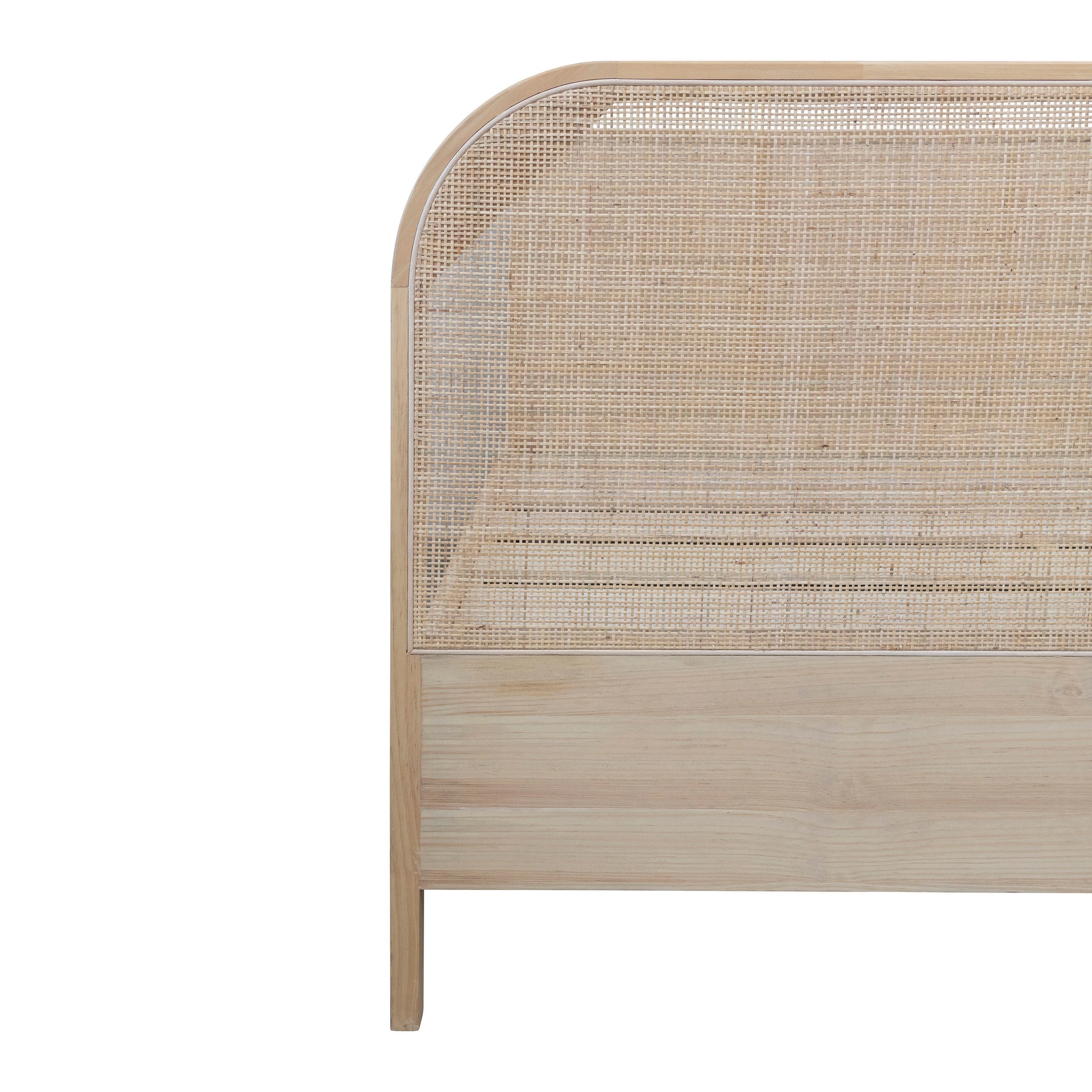 Handmade Pine Wood and Cane King Size Bed Frame