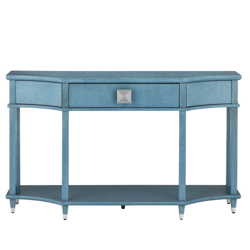 Currey & Company 60" Maya Blue Laquered Linen Console Table