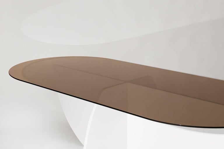 Aurora Dining Table, White Mosaic &  Bronze Glass