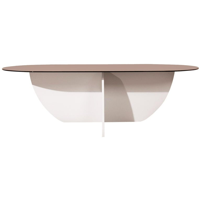 Aurora Dining Table, White Mosaic &  Bronze Glass