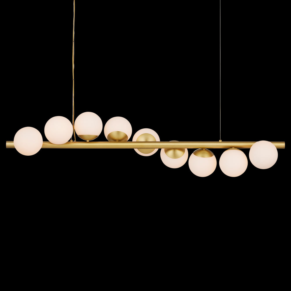 Currey & Company Barcarolle 48" Brass 9 Light Linear Chandelier