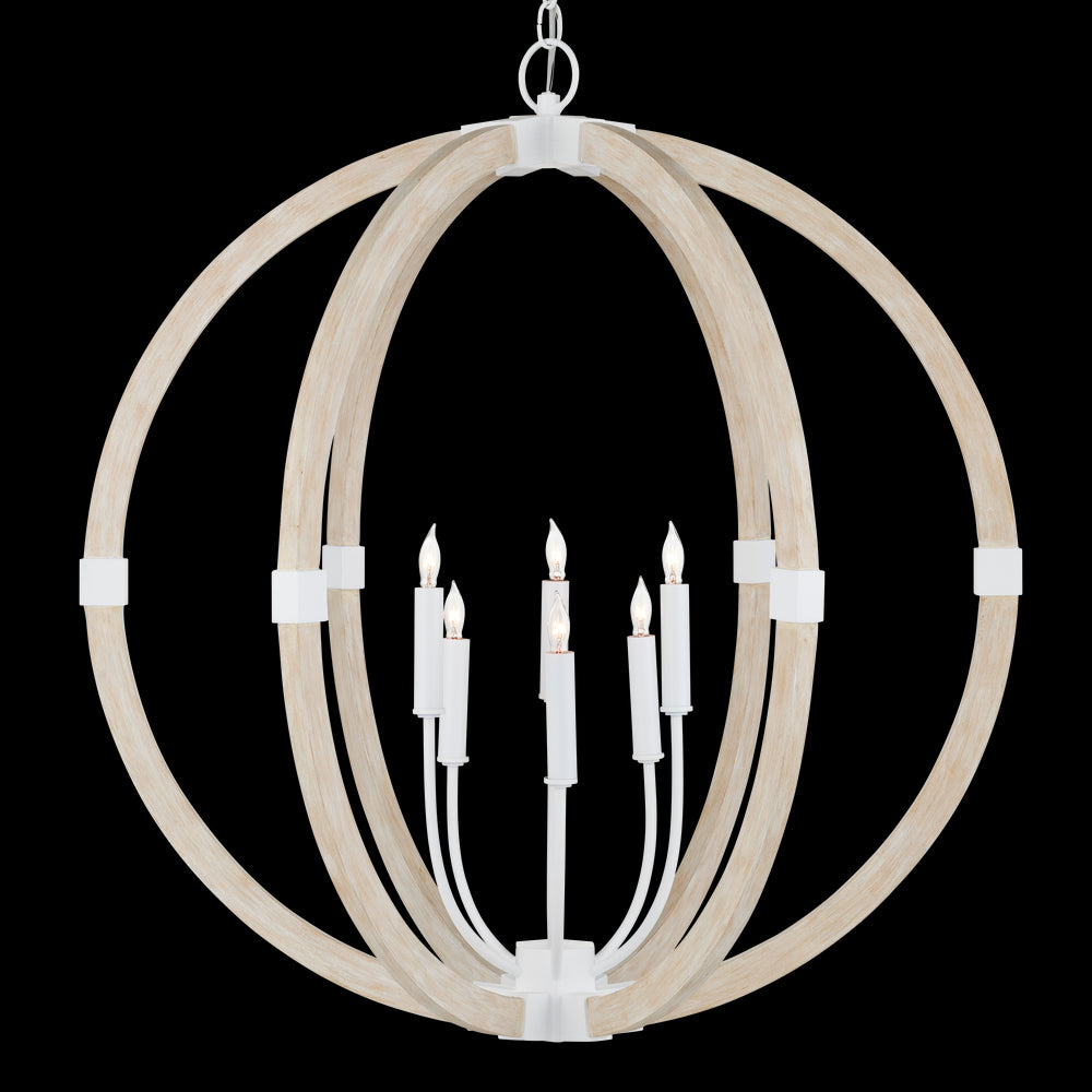 Currey & Company Bastian 31" Sandstone 6 Light Orb Chandelier