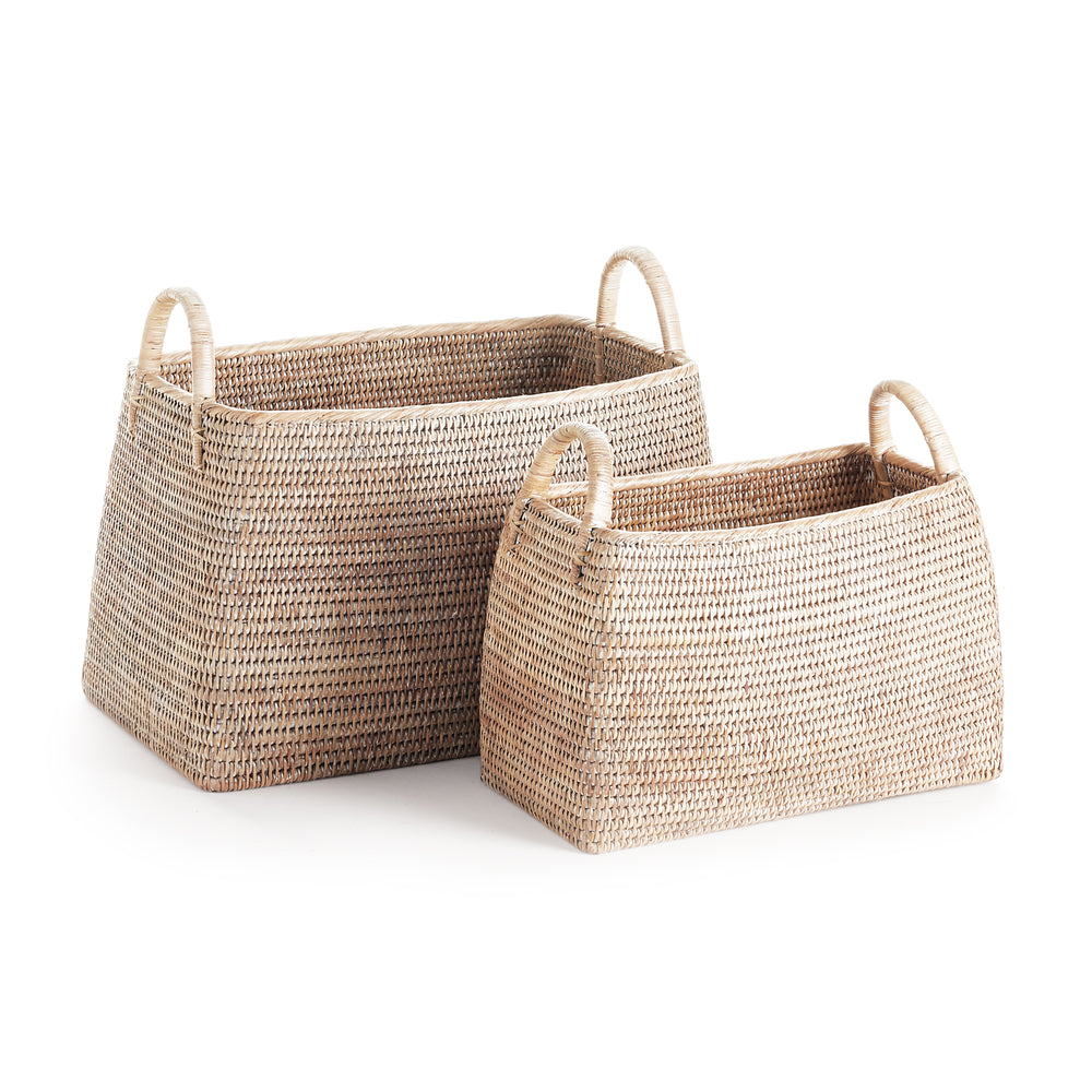 Napa Home And Garden Burma Rattan Narrow Magazine Baskets, Set Of 2
