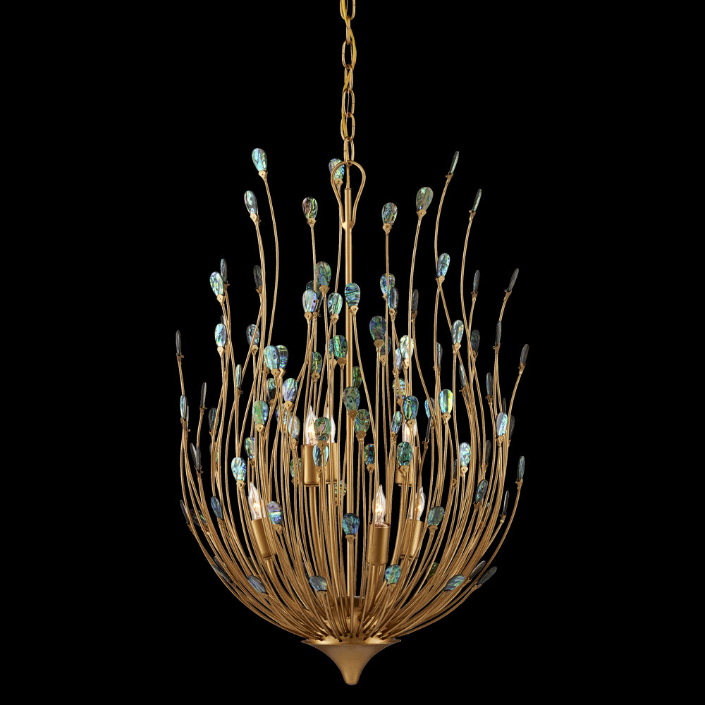 Currey & Company Delphos 19.5" Paua Shell 6 Light Chandelier
