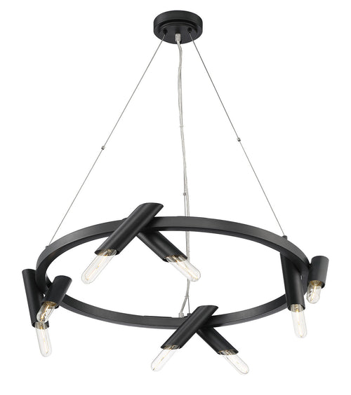 Lumanity Pipeline 8 Light Unique Modern Wagon Wheel Chandelier