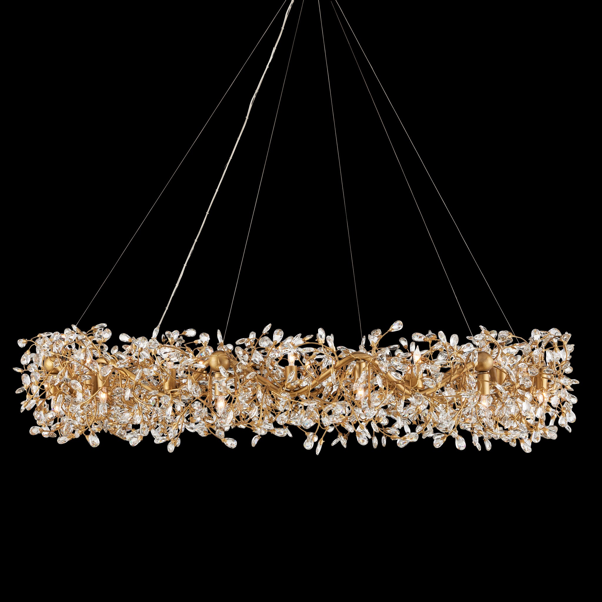 Currey & Company Crystal Bud 57.5" 24 Light Ring Chandelier