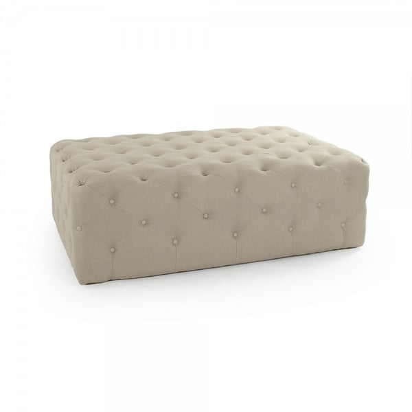 Zentique Rectangular Tufted Ottoman Natural Linen