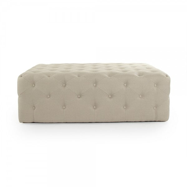 Zentique Rectangular Tufted Ottoman Natural Linen