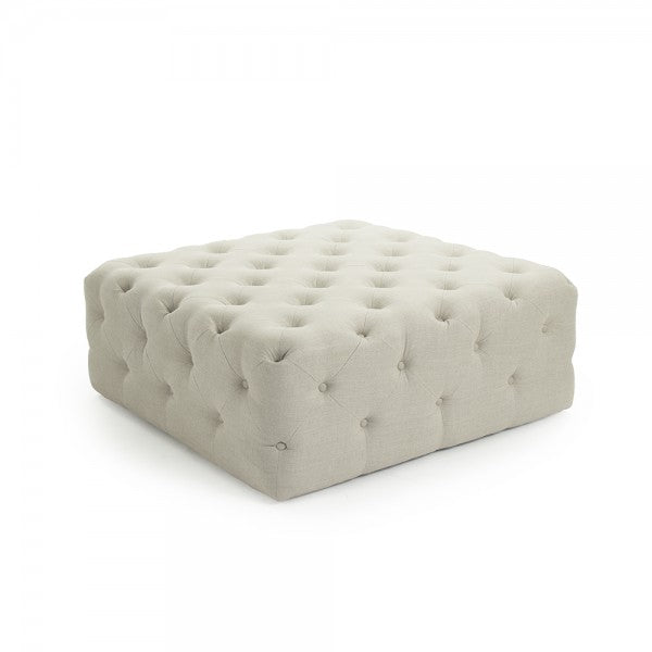 Zentique Calvin Tufted Ottoman Natural Linen